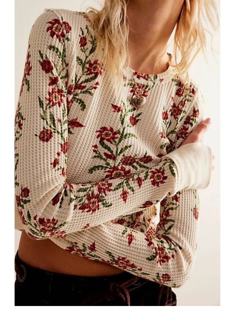 We The Free by Free People Women Cream Multi Pretty Little Thermal Size Medium